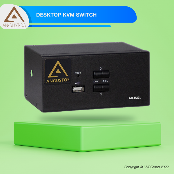 Angustos AD-H22L – Desktop – 2 Port HDMI KVM Switch – Dual Screen Support