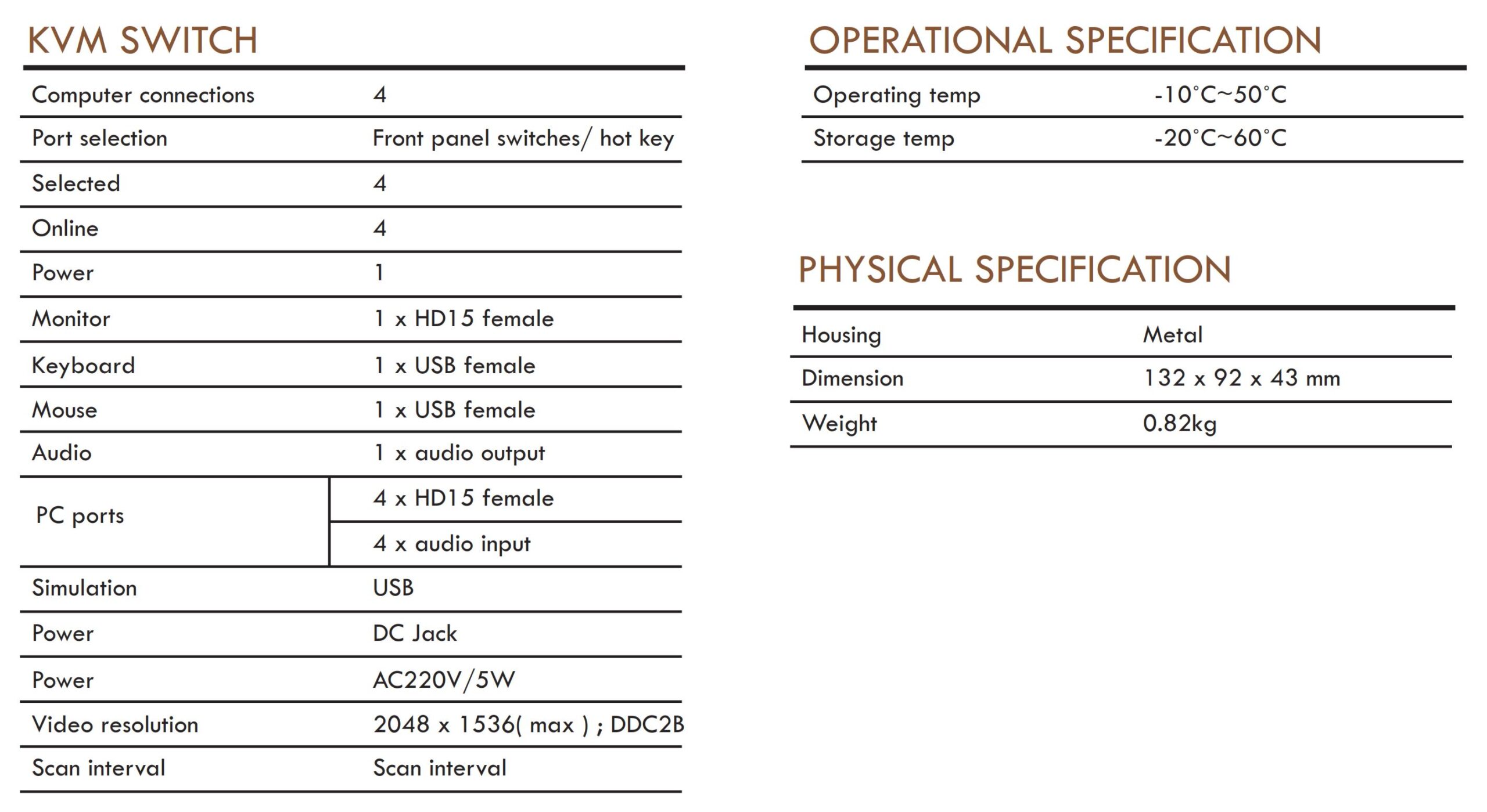 Angustos AD-V41L Spec