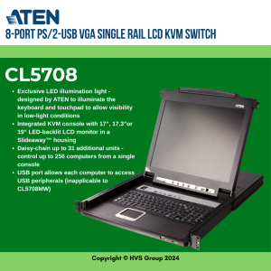 LCD KVM Switch 8-Port PS/2-USB VGA Single Rail