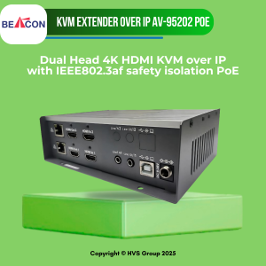 BEACON AV-95202 with PoE Dual Head 4K HDMI KVM over IP with IEEE802.3af safety isolation PoE