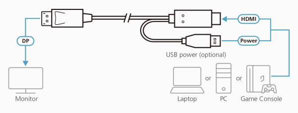 HDMI to DisplayPort Cable 2L-7D02HDP - Gambar 3